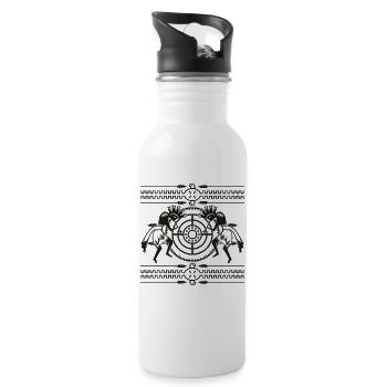 Native American Kokopelli Musicans - Totem 1 - Water bottle with straw - white - Right