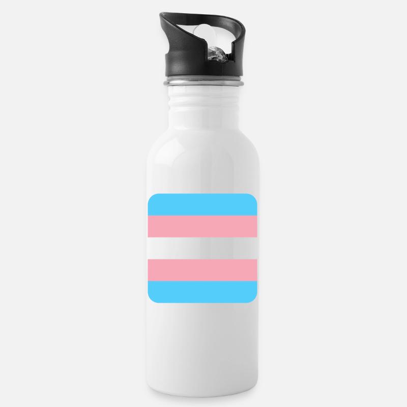 TRANS [flag] - Trinkflasche mit integriertem Trinkhalm - Weiß