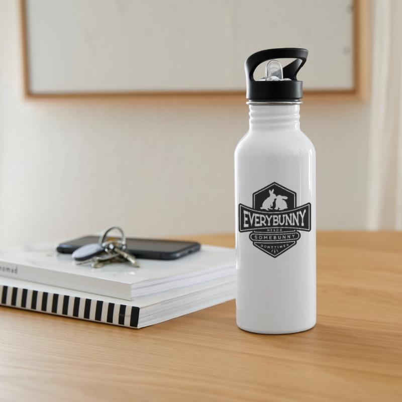 Every rabbit needs a rabbit cuddle Black Water bottle with straw