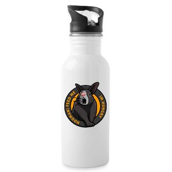 Hungry rabbit needs food feed me Funny - Water bottle with straw - white - Right