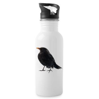 Amsel Drossel - Trinkflasche mit integriertem Trinkhalm - Weiß - Rechts