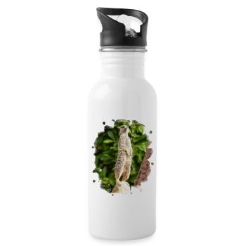A meerkat watches out. - Water bottle with straw - white - Right
