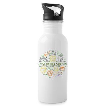 St. Patrick's Day - Trinkflasche mit integriertem Trinkhalm - Weiß - Rechts