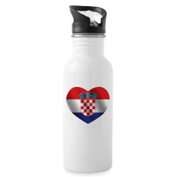 Coeur de la Croatie | Cadeau du drapeau croate - Gourde avec paille intégrée - blanc - Droite