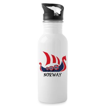 Navire Viking Norvège cadeau - Gourde avec paille intégrée - blanc - Droite