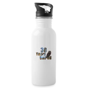 30 years owl-ed (30 years old) 30th birthday - Water bottle with straw - white - Right