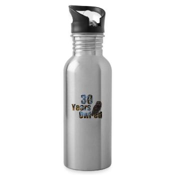 30 years owl-ed (30 years old) 30th birthday - Water bottle with straw - silver - Right