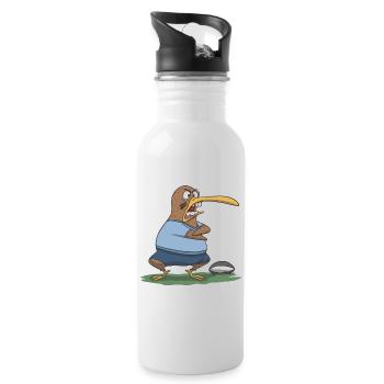 Neuseeland Rugby Kiwi Haka Geschenk Idee - Trinkflasche mit integriertem Trinkhalm - Weiß - Rechts