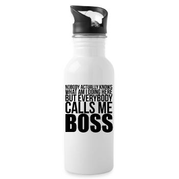 Call Me Boss Lustiges Zitat T-Shirt - Trinkflasche mit integriertem Trinkhalm - Weiß - Rechts