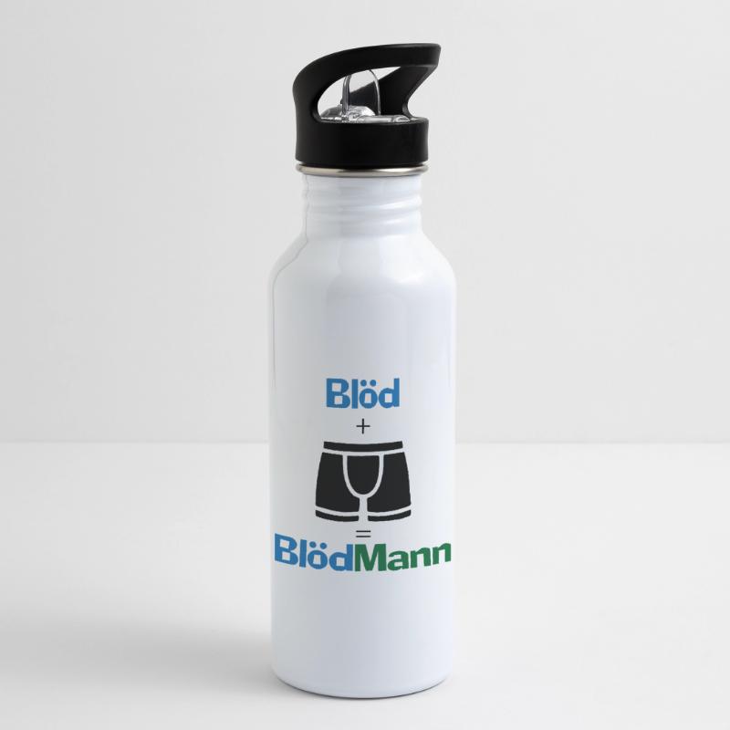 Blödmann Mann Idiot Geschenk provokant Spruch Idee Trinkflasche mit integriertem Trinkhalm