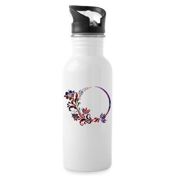 Flower Tendril Hibiscus - Water bottle with straw - white - Right