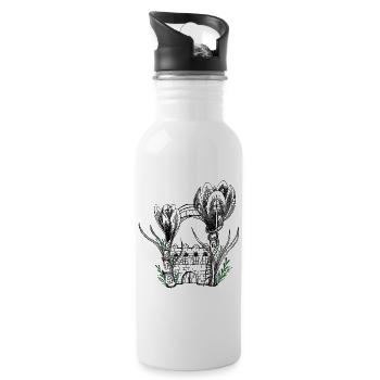 Garden Flower Castle - Water bottle with straw - white - Right