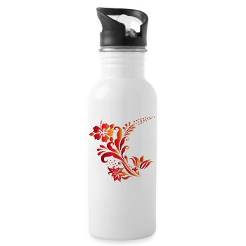 Hibiscus tendril Hawaii - Water bottle with straw - white - Right