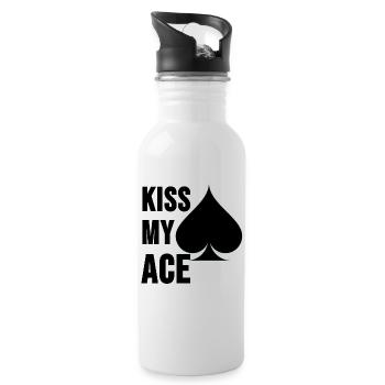 Poker Shirt Poker PokerFace Ass Casino Gift - Water bottle with straw - white - Right