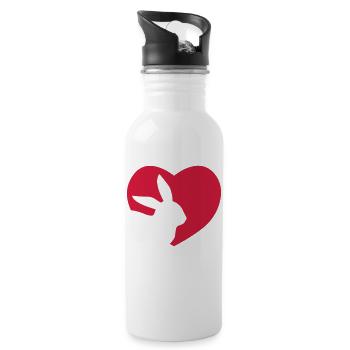 Dear Rabbit Heart Lover Gift - Water bottle with straw - white - Right