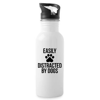 Dog saying paw dog lover gift - Water bottle with straw - white - Right