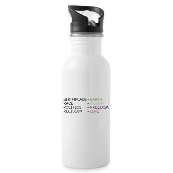 Birthplace-Earth, Race-Human, Politics-Freedom.... - Trinkflasche mit integriertem Trinkhalm - Weiß - Rechts