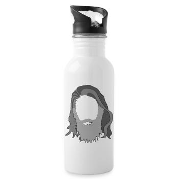 Beard hair and hairstyle, handsome man, long hair - Water bottle with straw - white - Right