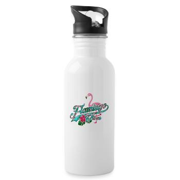 Flamingo Vibes Summer Sun Sommer - Trinkflasche mit integriertem Trinkhalm - Weiß - Rechts