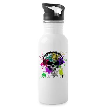 Totenkopf Bass-Artist Techno Splash - Trinkflasche mit integriertem Trinkhalm - Weiß - Rechts