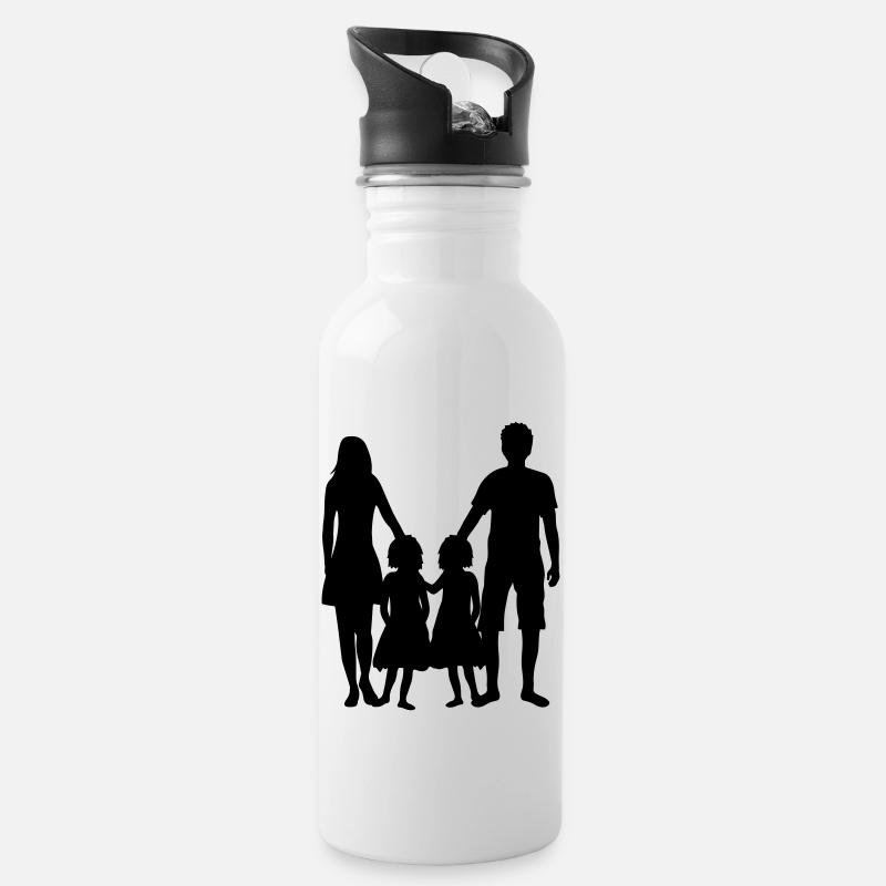 famille jumeaux soeurs mère maman maman - Gourde avec paille intégrée - blanc