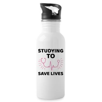 Student uni medicine saying gift - Water bottle with straw - white - Right