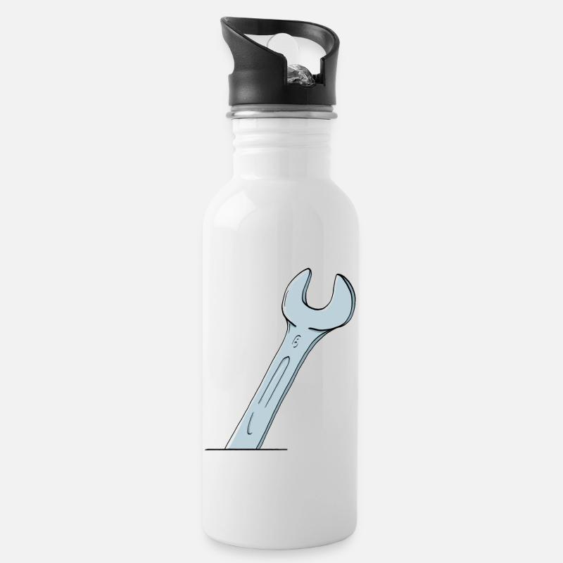 wrench - Water bottle with straw - white
