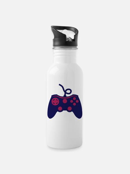 Joystick Joystick-Videospiele 1 13 - Trinkflasche mit integriertem Trinkhalm - Weiß