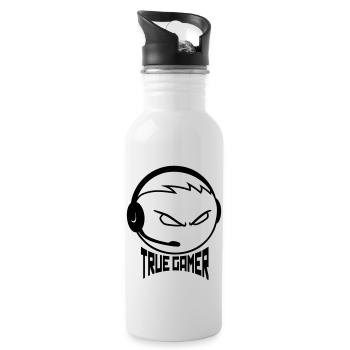 gamer nerd casque geek gamble c - Gourde avec paille intégrée - blanc - Droite