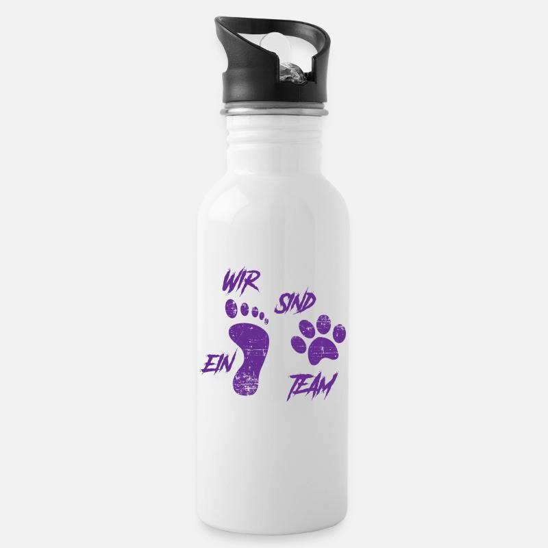Team Teamwork Hunde Hundehalter Geschenk - Trinkflasche mit integriertem Trinkhalm - Weiß