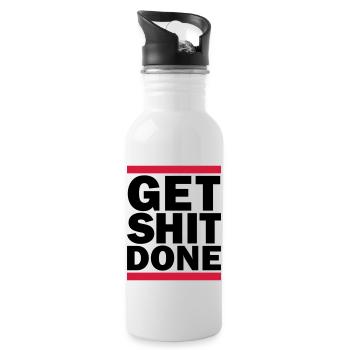 Get Shit Done - Trinkflasche mit integriertem Trinkhalm - Weiß - Rechts