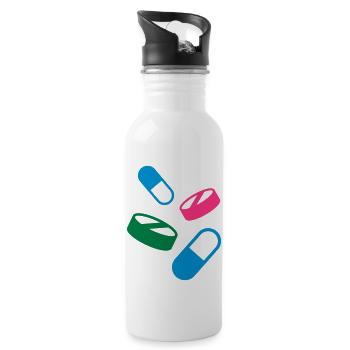 Medizin - Trinkflasche mit integriertem Trinkhalm - Weiß - Rechts