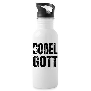Boßelgott Boßeln Bossel Gott Spruch Geschenk - Trinkflasche mit integriertem Trinkhalm - Weiß - Rechts