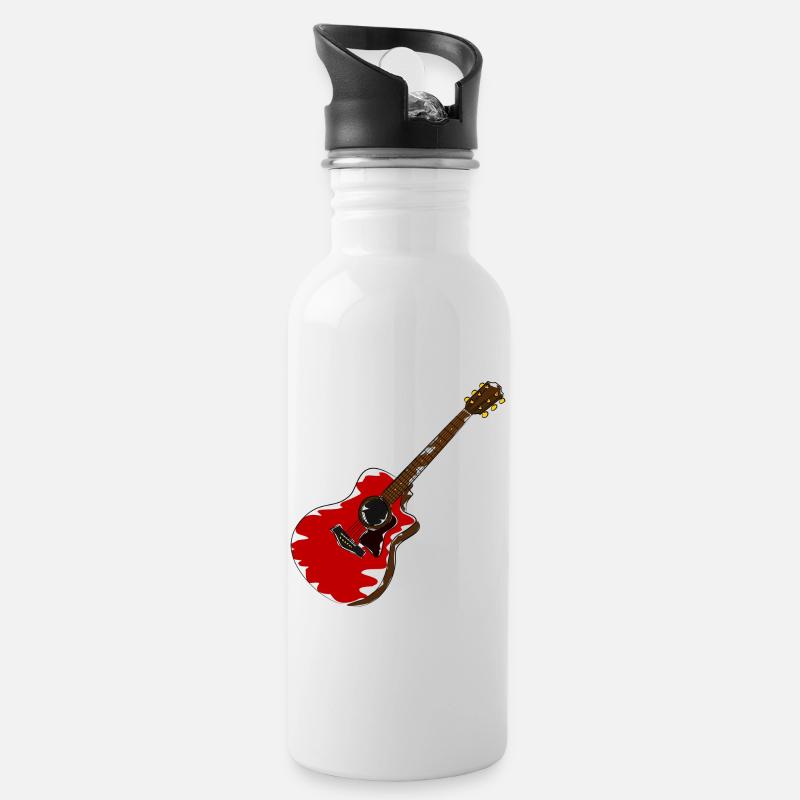 Gitarre Musiker Gitarrist Rot - Trinkflasche mit integriertem Trinkhalm - Weiß