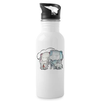 Famille d'éléphants - Gourde avec paille intégrée - blanc - Droite