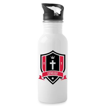 Christlich / Christ / Katholisch / Religion - Trinkflasche mit integriertem Trinkhalm - Weiß - Rechts