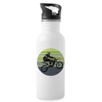 Motocross Retro - Trinkflasche mit integriertem Trinkhalm - Weiß - Rechts
