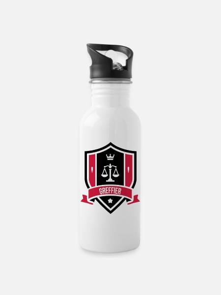 Greffier / Greffière / Loi / Tribunal / Justice - Gourde avec paille intégrée - blanc