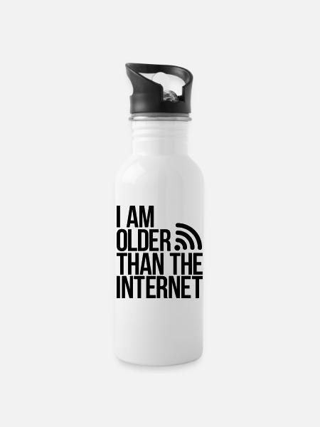 internet - Gourde avec paille intégrée - blanc