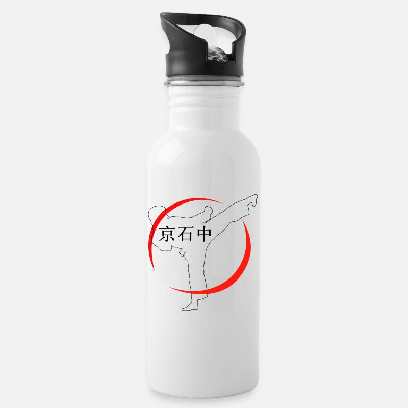 Karate Sport - Trinkflasche mit integriertem Trinkhalm - Weiß