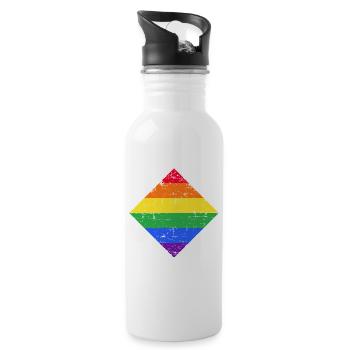 lgbt bunt Geschenk - Trinkflasche mit integriertem Trinkhalm - Weiß - Rechts