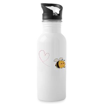 Abeille amour coeur - Gourde avec paille intégrée - blanc - Droite