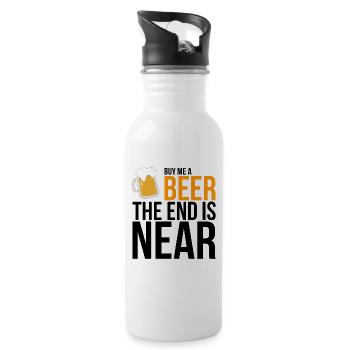 Buy me a Beer the end is near Geschenk - Trinkflasche mit integriertem Trinkhalm - Weiß - Rechts