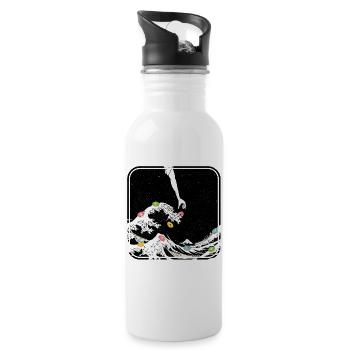 The great wave funny donut illustration - Water bottle with straw - white - Right