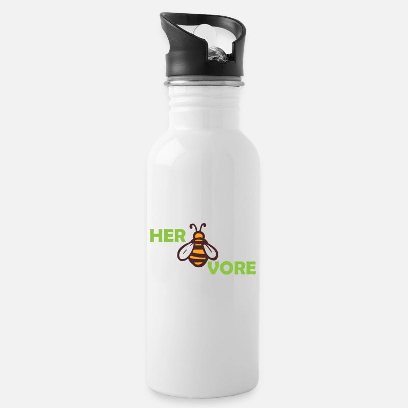 Herbivore Geschenk - Trinkflasche mit integriertem Trinkhalm - Weiß