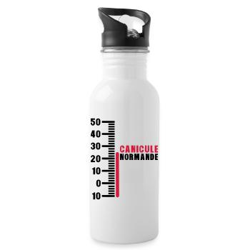 thermometre canicule normande humour - Gourde avec paille intégrée - blanc - Droite