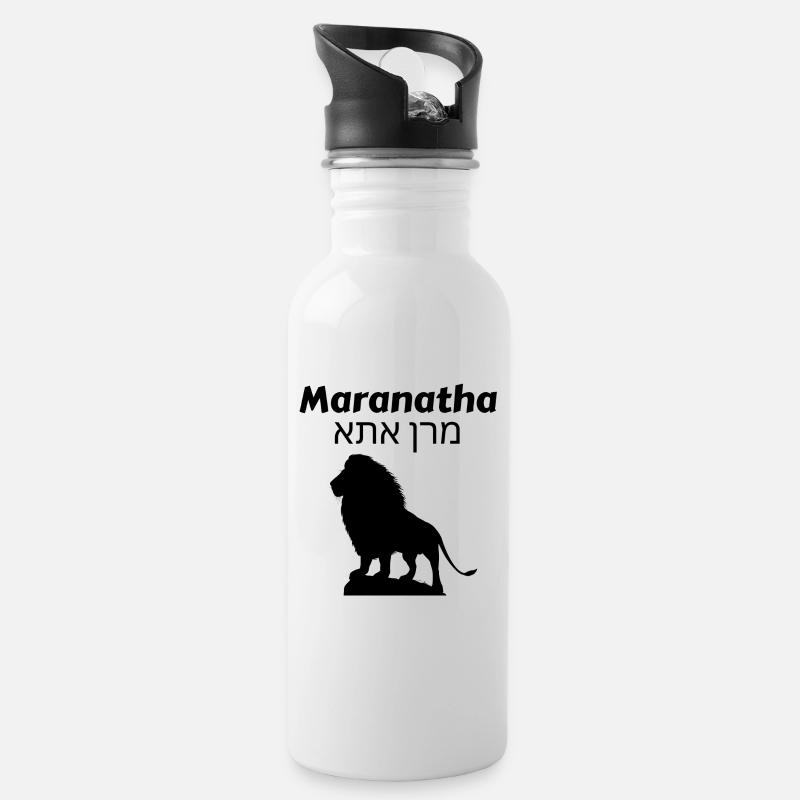 Maranatha noir - Gourde avec paille intégrée - blanc