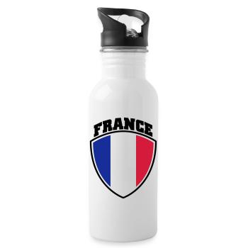 Frankreich - Trinkflasche mit integriertem Trinkhalm - Weiß - Rechts