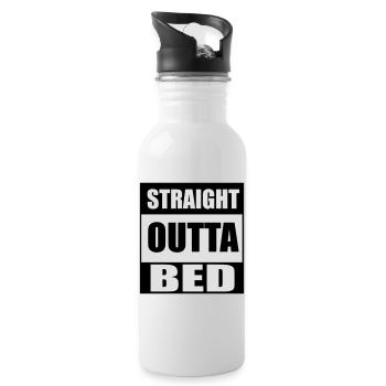 Straight Outta Bed - Water bottle with straw - white - Right