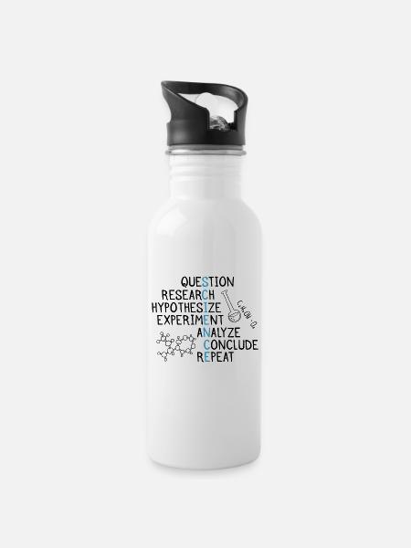 Science Geschenk - Trinkflasche mit integriertem Trinkhalm - Weiß